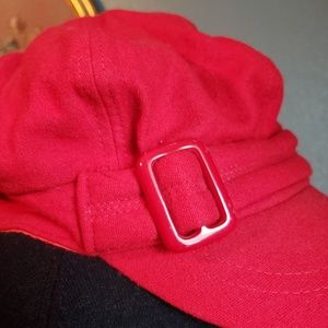 Nine West wool blend red pageboy hat.